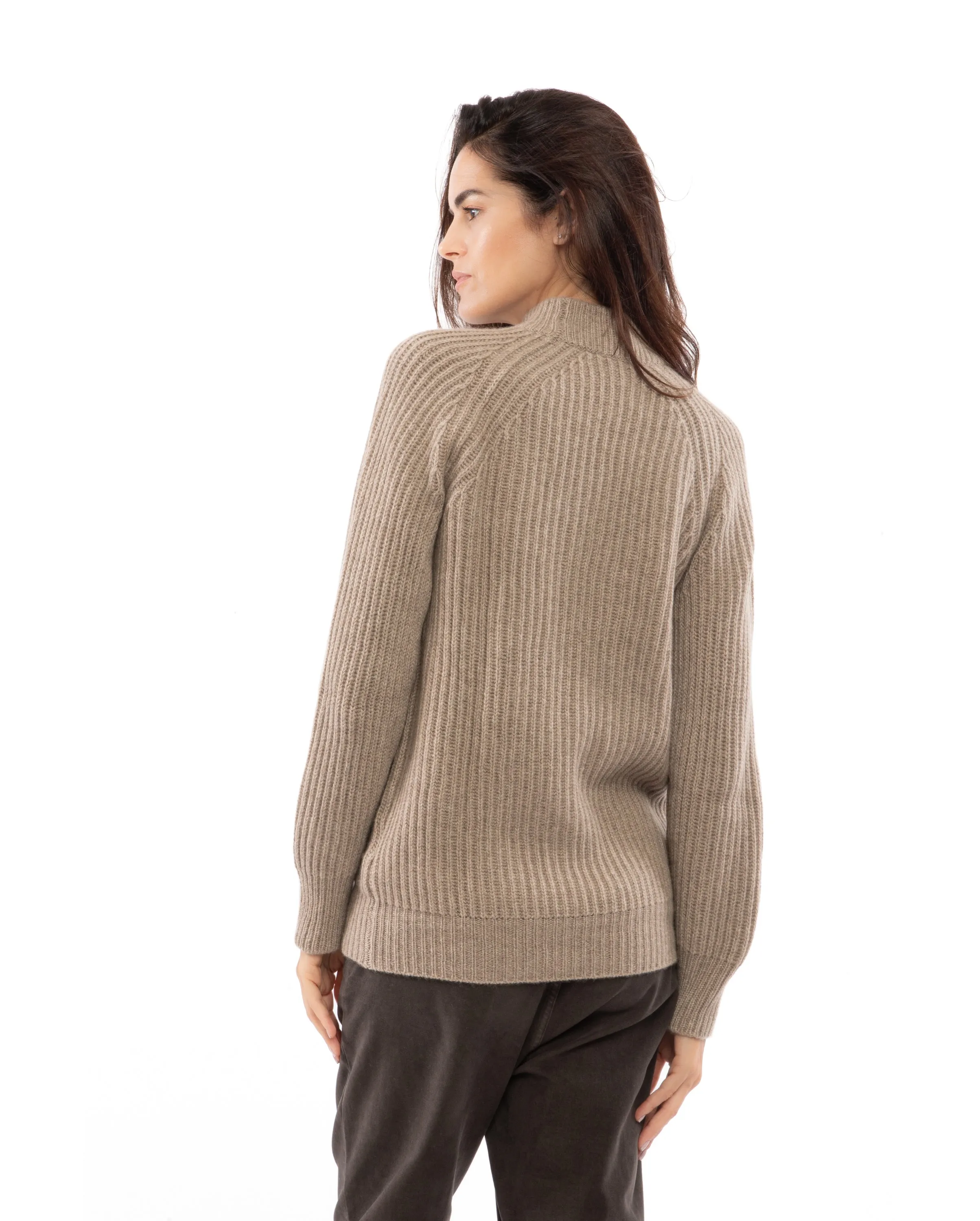 Women's Pure Cashmere Chunky Crew Neck Black