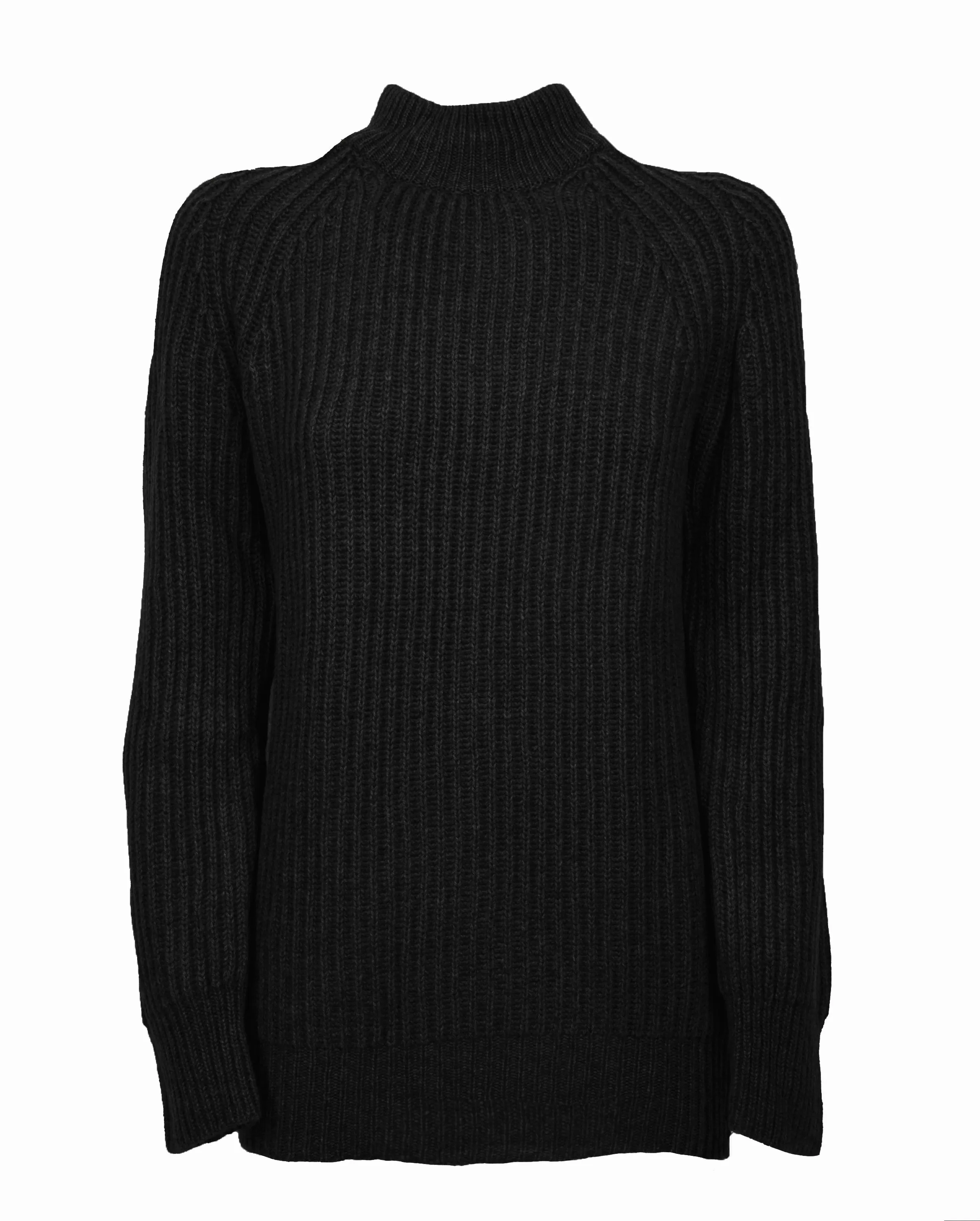 Women's Pure Cashmere Chunky Crew Neck Black