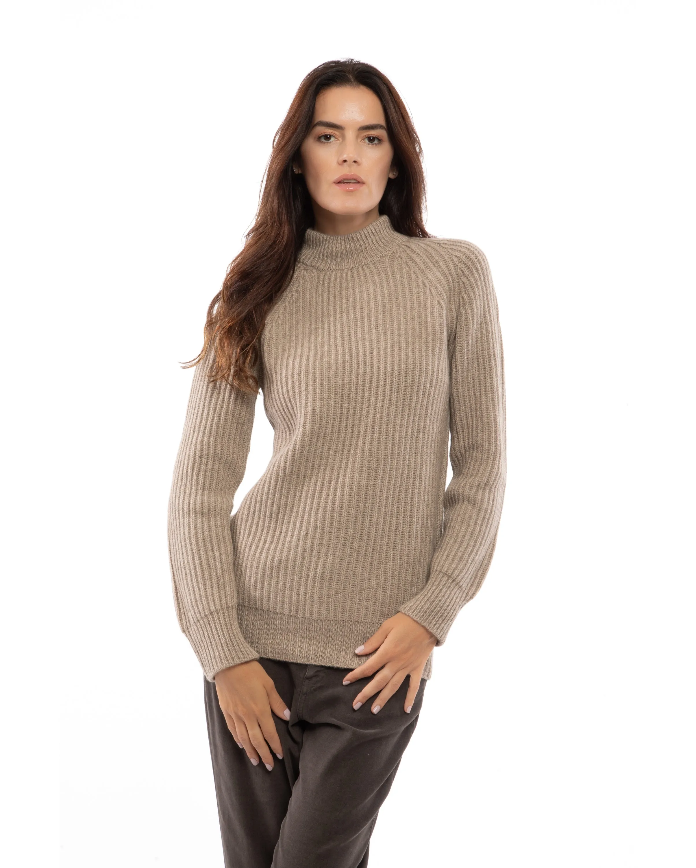Women's Pure Cashmere Chunky Crew Neck Black