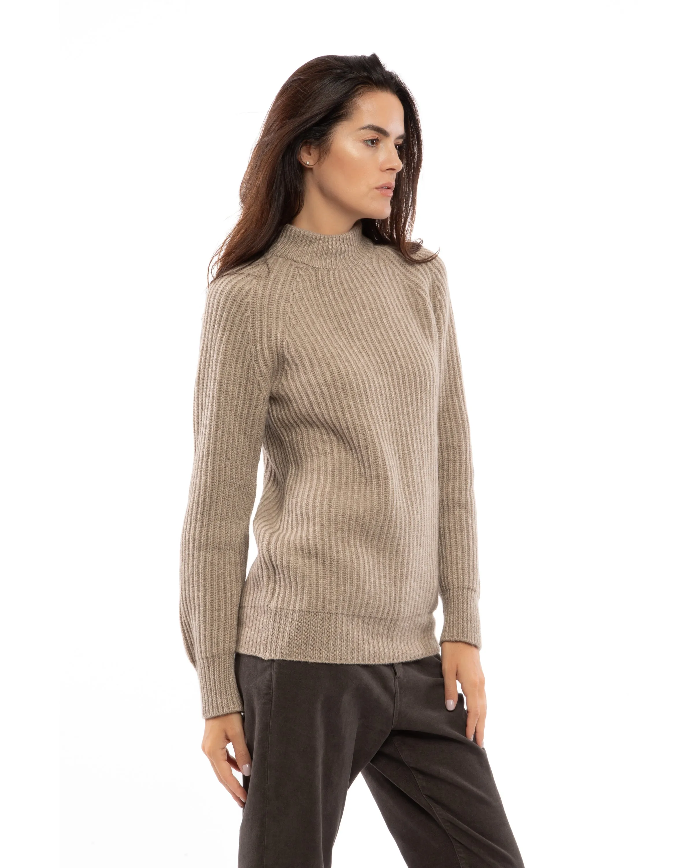 Women's Pure Cashmere Chunky Crew Neck Black