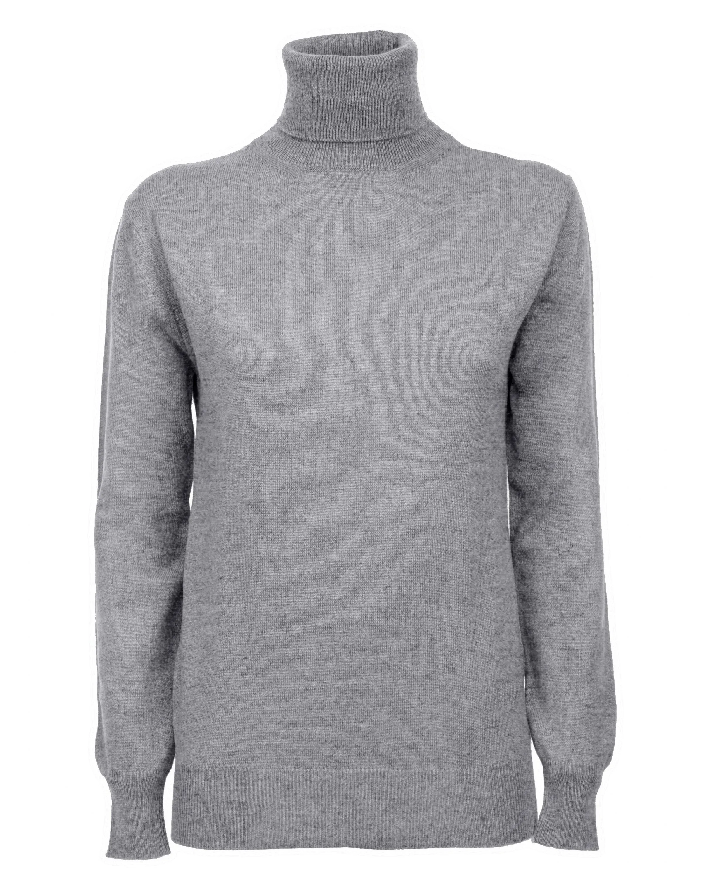 Women's Pure Cashmere Turtleneck Sweater Melange Gray