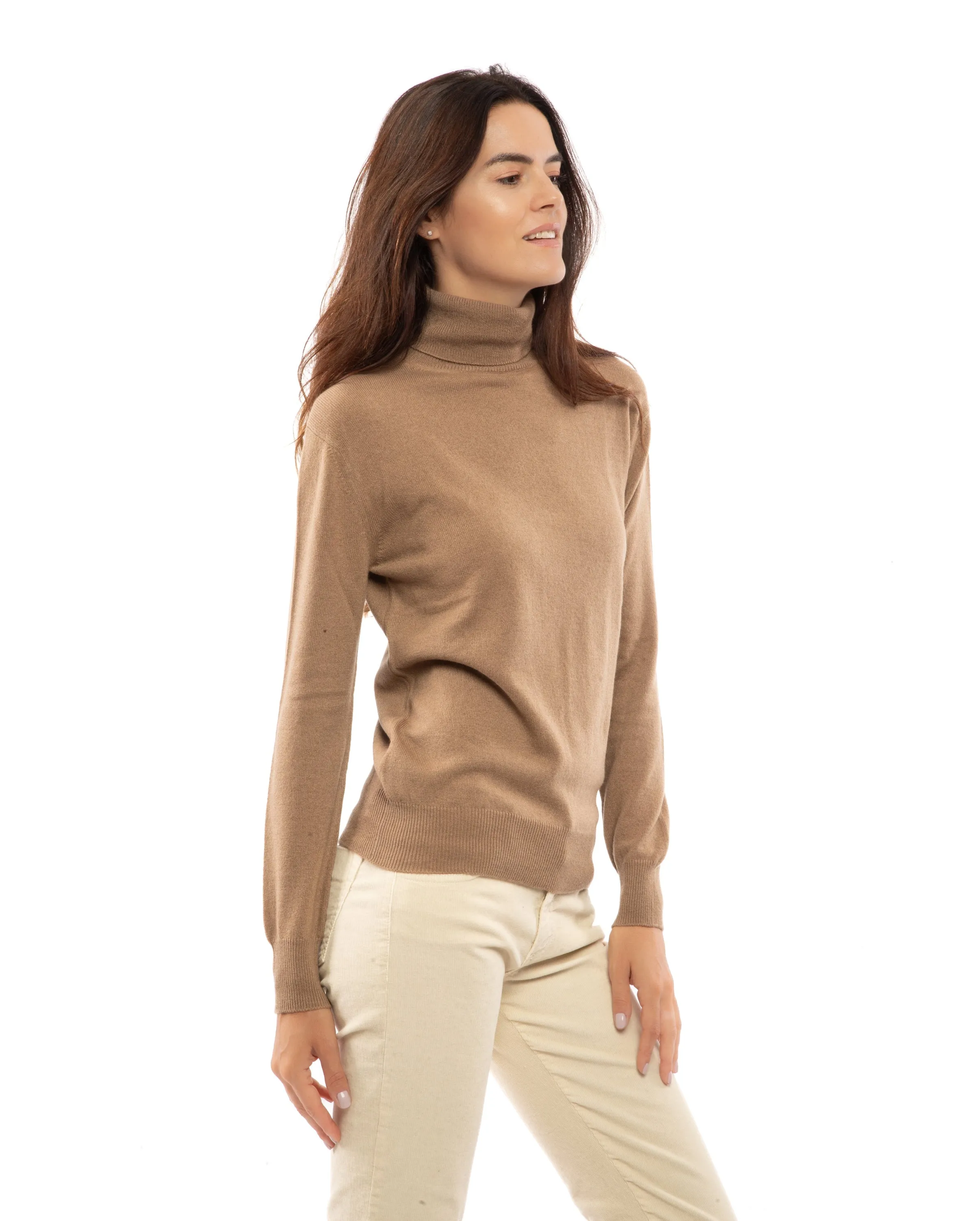 Women's Pure Cashmere Turtleneck Sweater Melange Gray