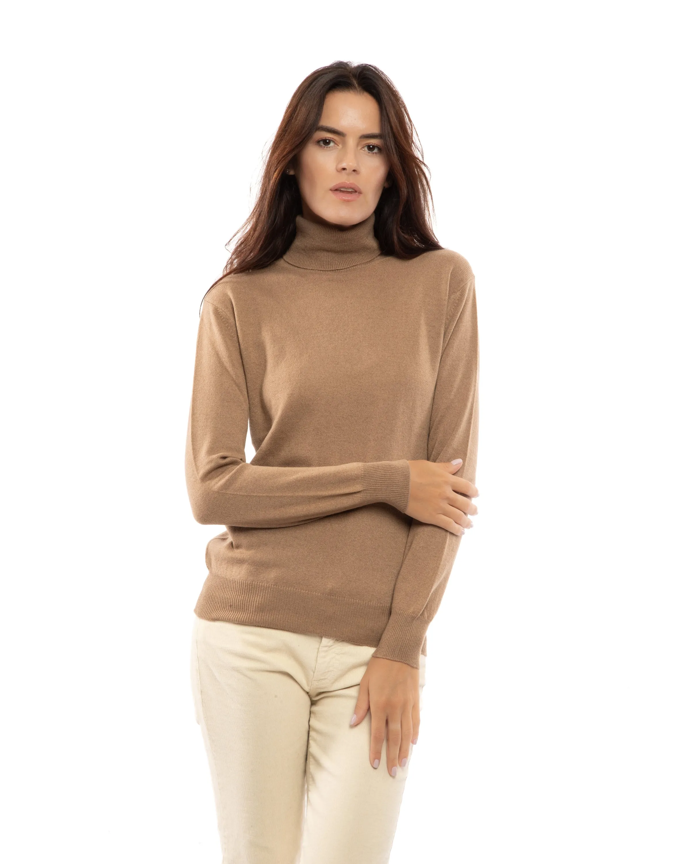 Women's Pure Cashmere Turtleneck Sweater Melange Gray