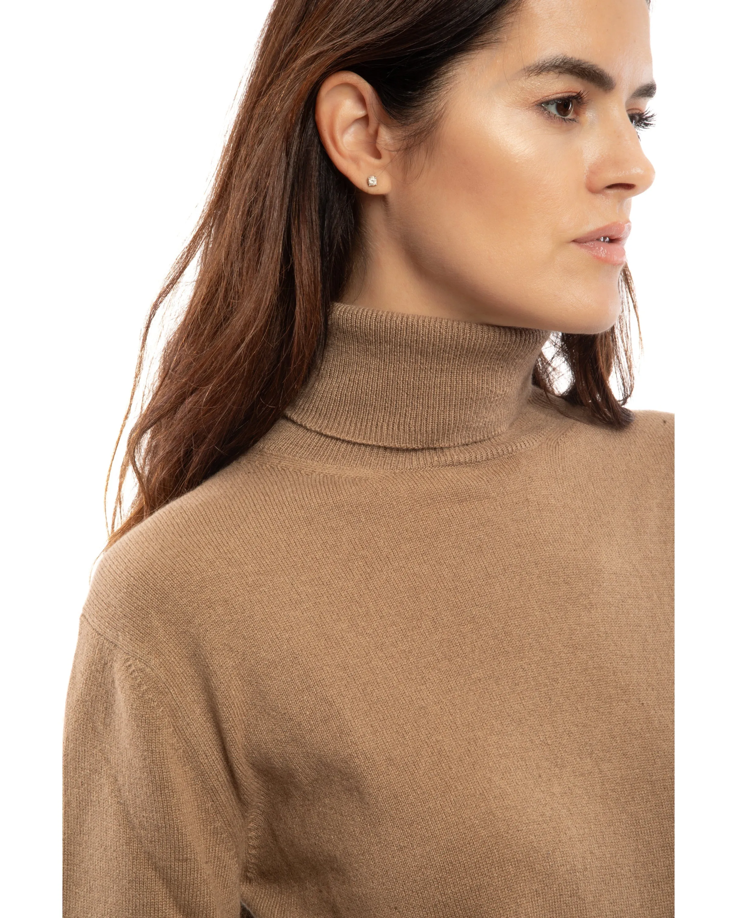 Women's Pure Cashmere Turtleneck Sweater Melange Gray