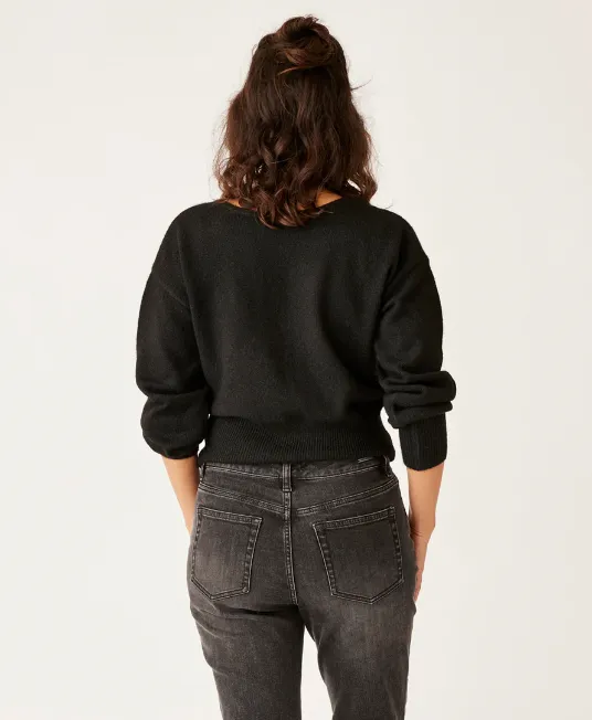 Women's Ruth Reversible Fuzzy Sweater - Black