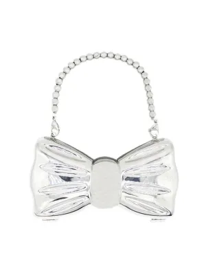 Women's Silver Bow Clutch Mini Evening Bags