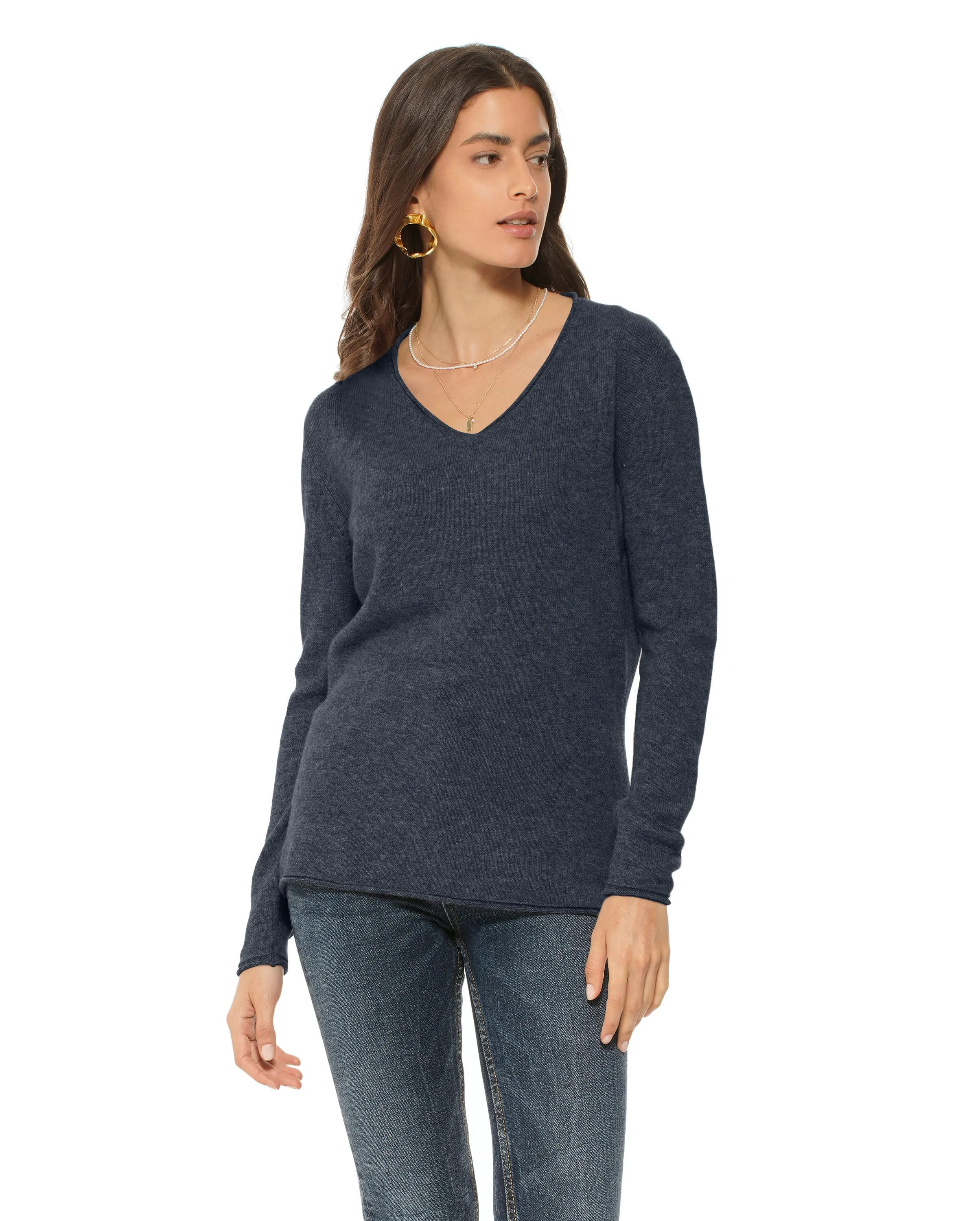 Women's Ultra-Light Cashmere V-Neck Sweater Charcoal