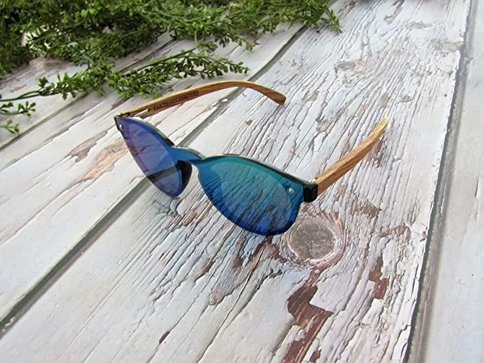 Wood Sunglasses for Men and Women, Retro One-Piece Wooden Polarized Sunglasses