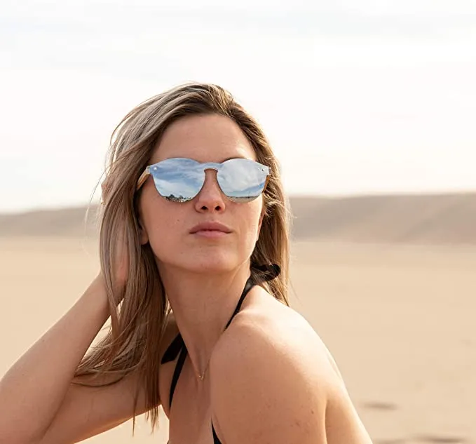 Wood Sunglasses for Men and Women, Retro One-Piece Wooden Polarized Sunglasses