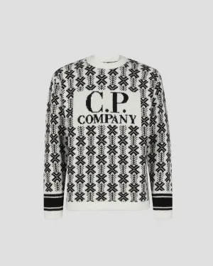 Wool Jacquard Logo Knit Var.01 - White