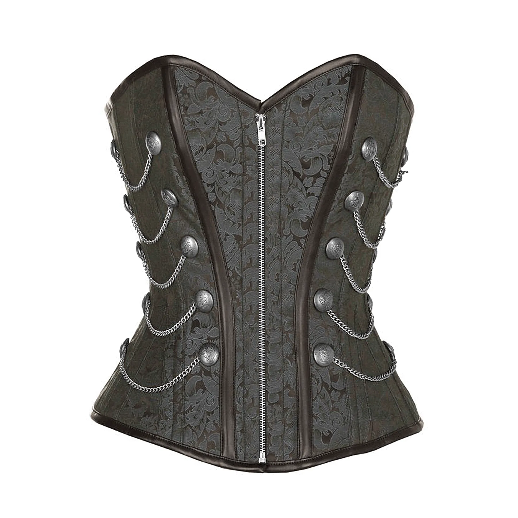 Wyile Black Steampunk Corset With Chains