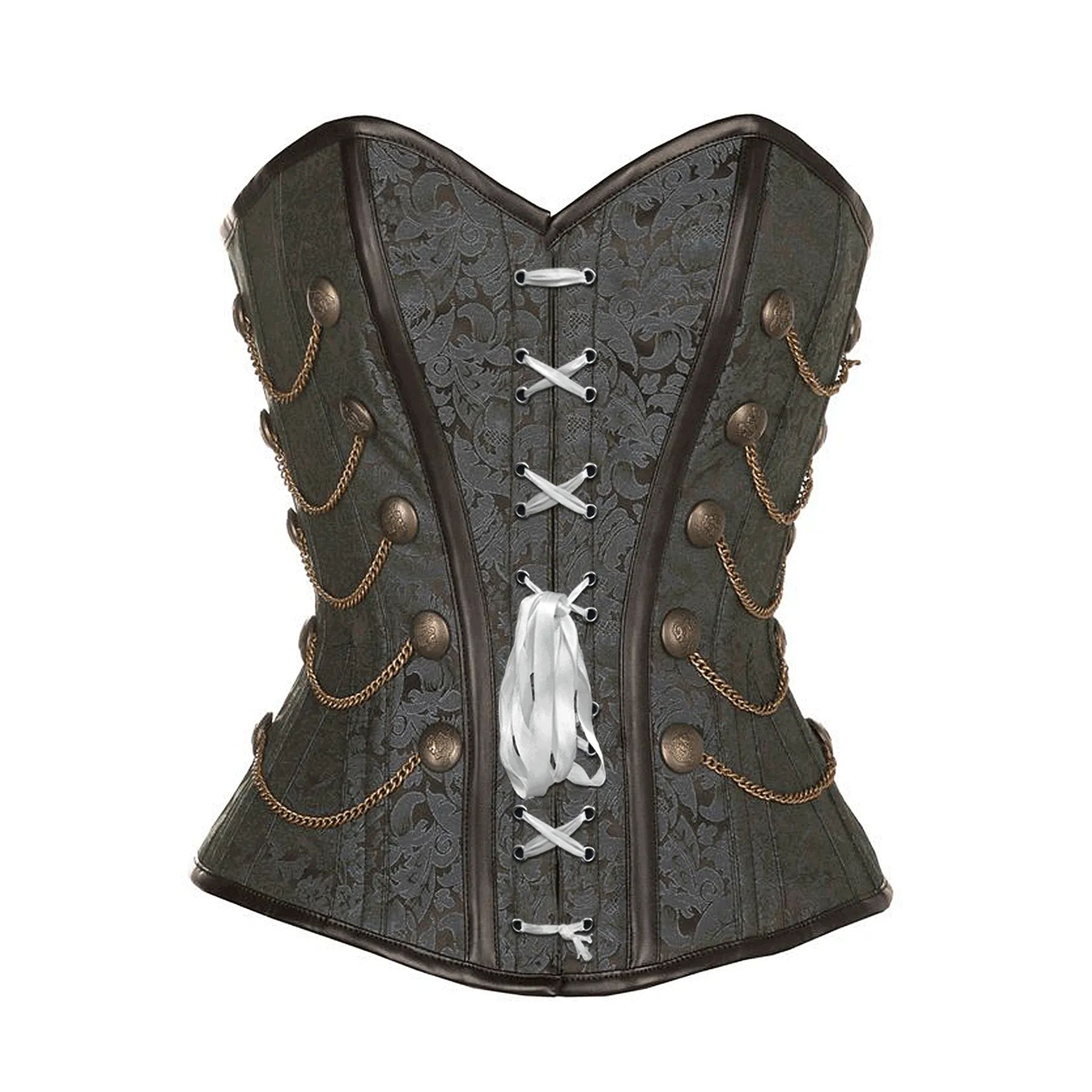Wyile Black Steampunk Corset With Chains