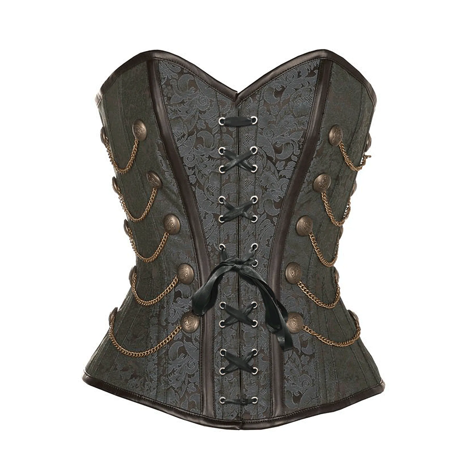 Wyile Black Steampunk Corset With Chains