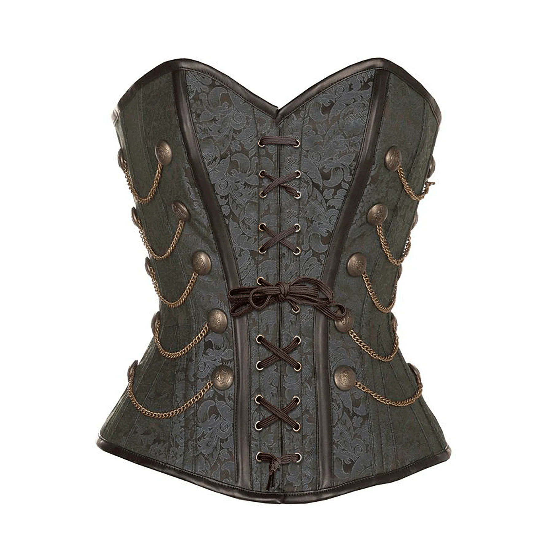 Wyile Black Steampunk Corset With Chains