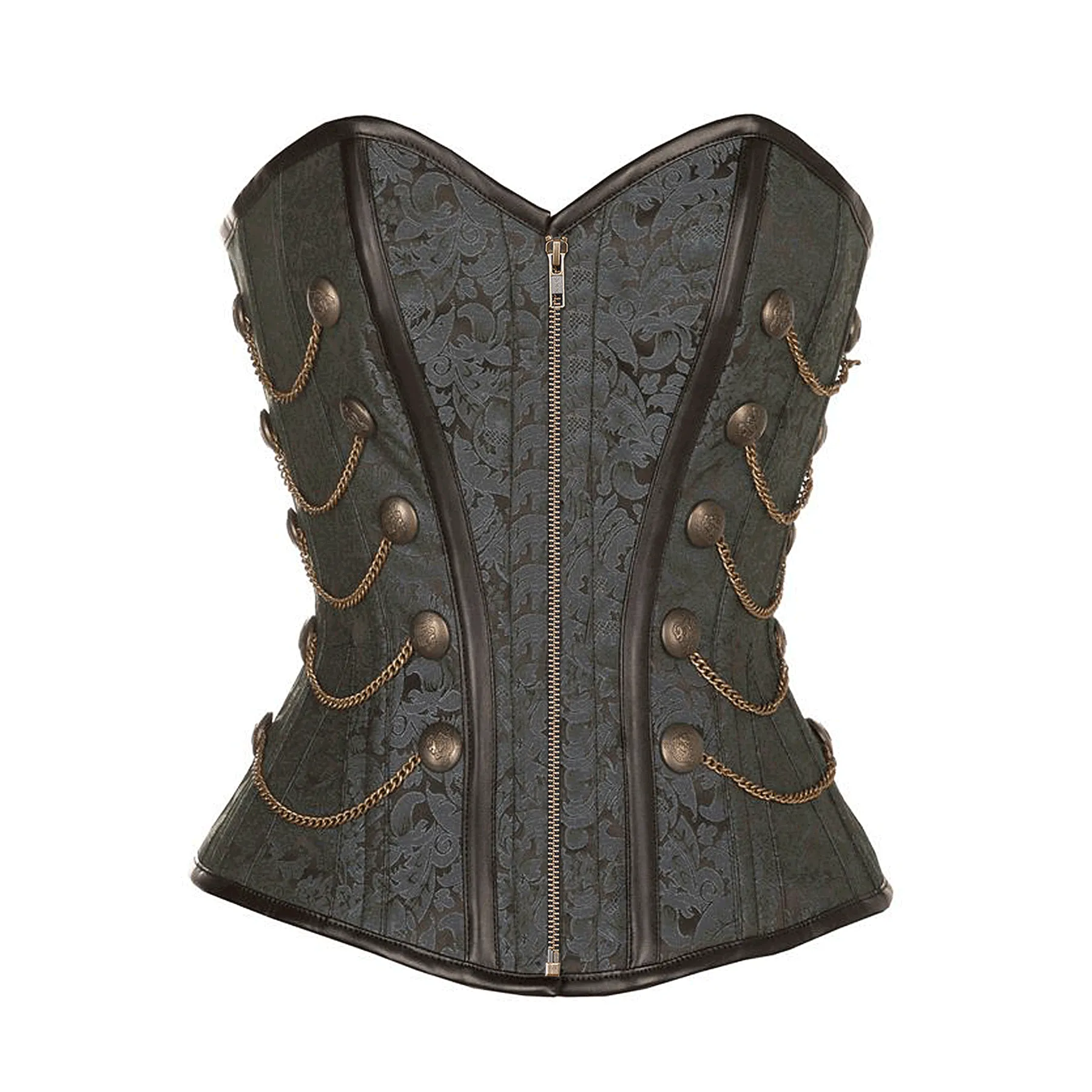 Wyile Black Steampunk Corset With Chains