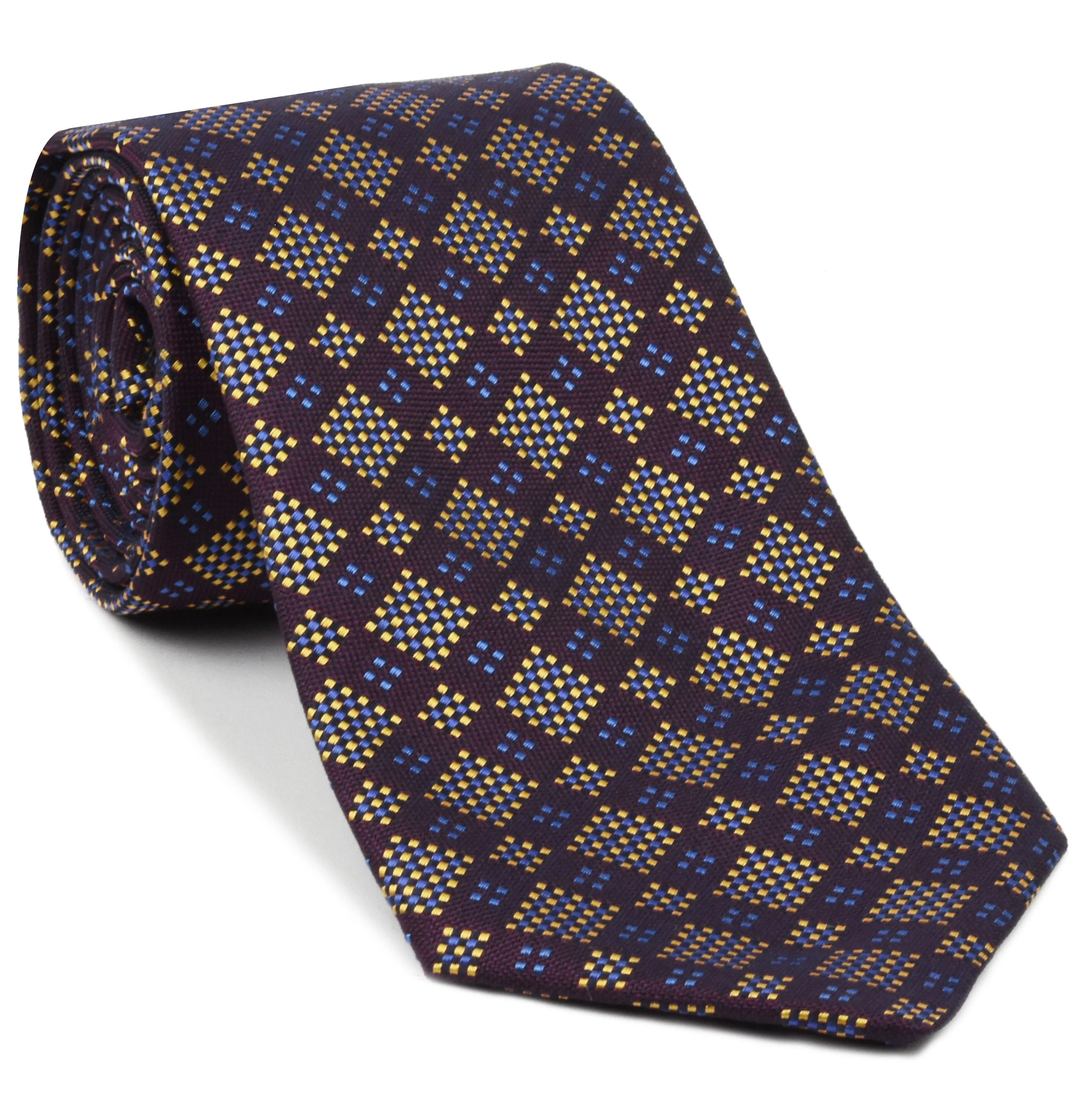 Yellow-Gold, Blue, Navy Blue on Red-Violet Tie EPT-16 last one