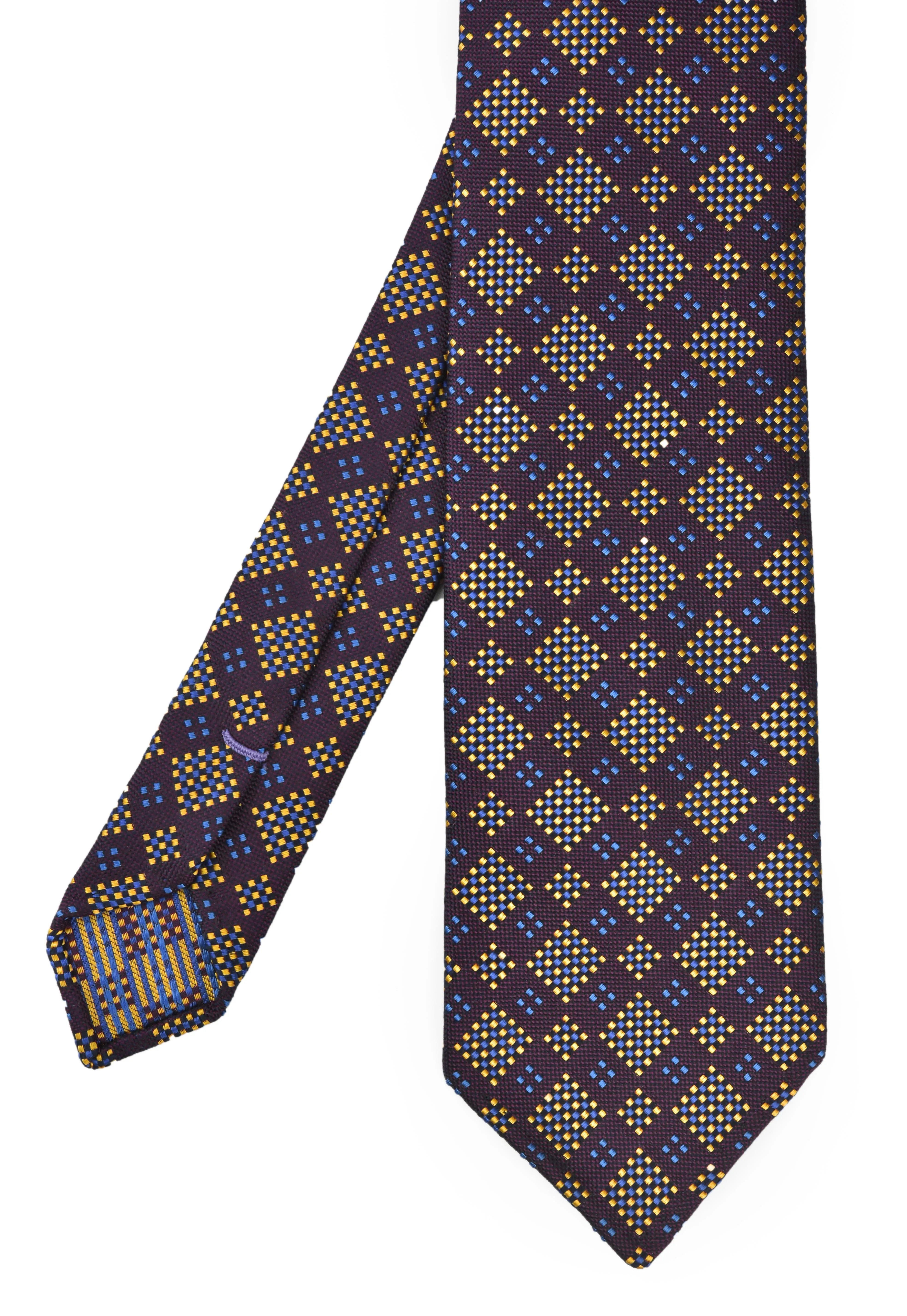 Yellow-Gold, Blue, Navy Blue on Red-Violet Tie EPT-16 last one