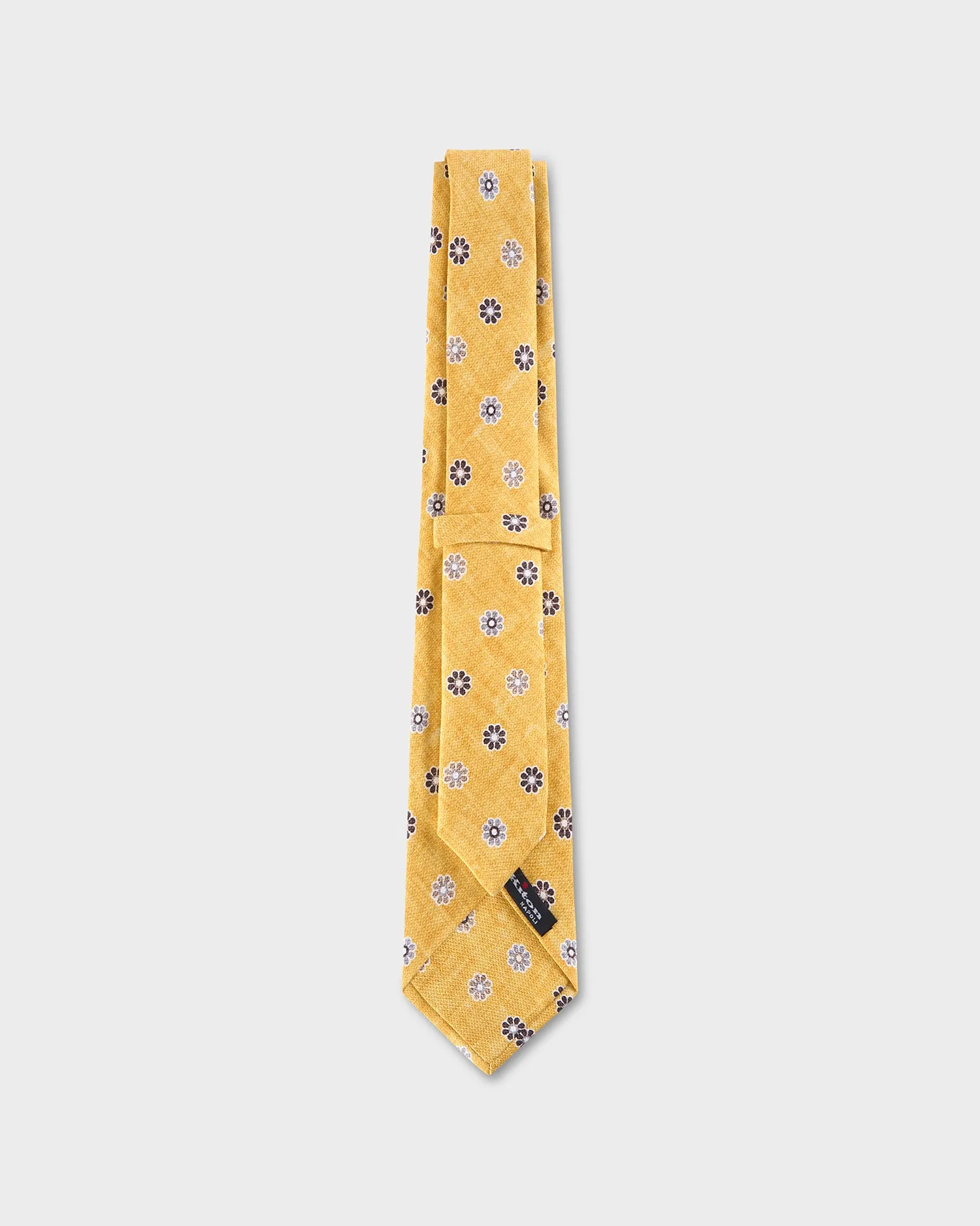 Yellow With Grey And Beige Floral Pattern Tie