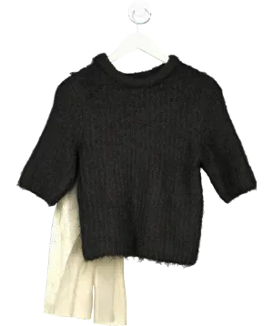 ZARA Black Knit Top With Organza Bow UK M