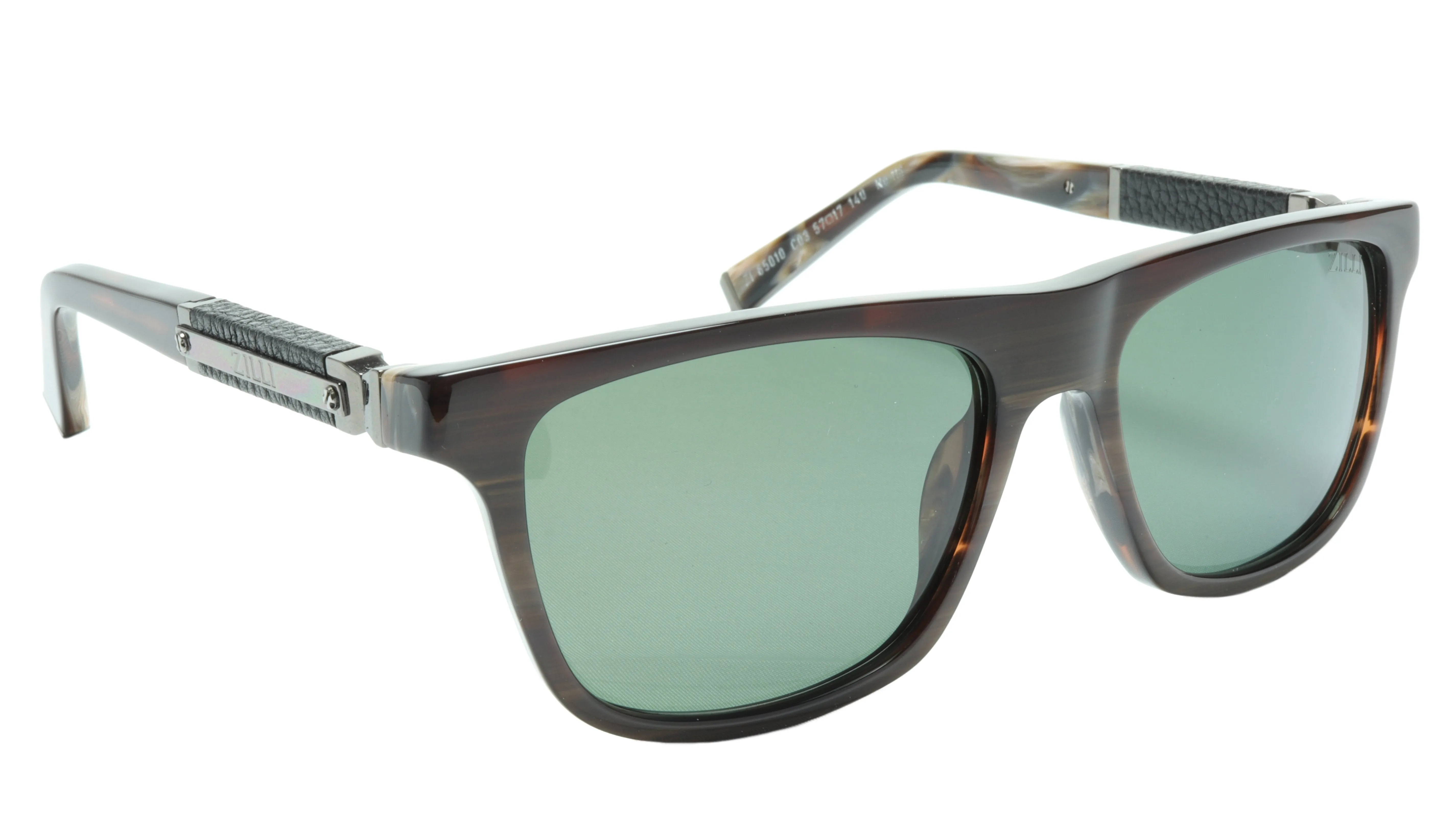 ZILLI Sunglasses Gunmetal and Brown with Titanium, Leather and Acetate ZI 65010 C03