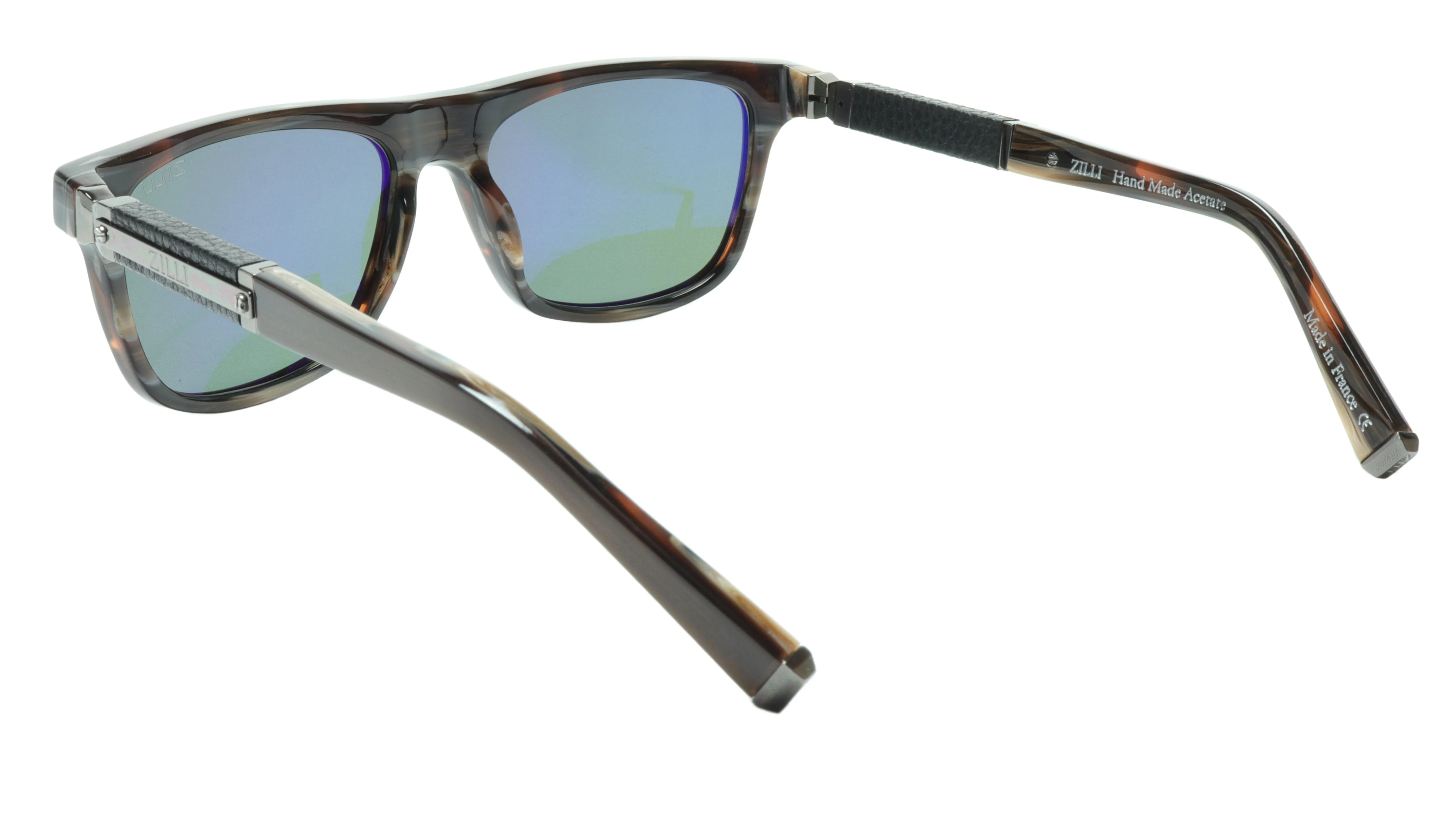 ZILLI Sunglasses Gunmetal and Brown with Titanium, Leather and Acetate ZI 65010 C03