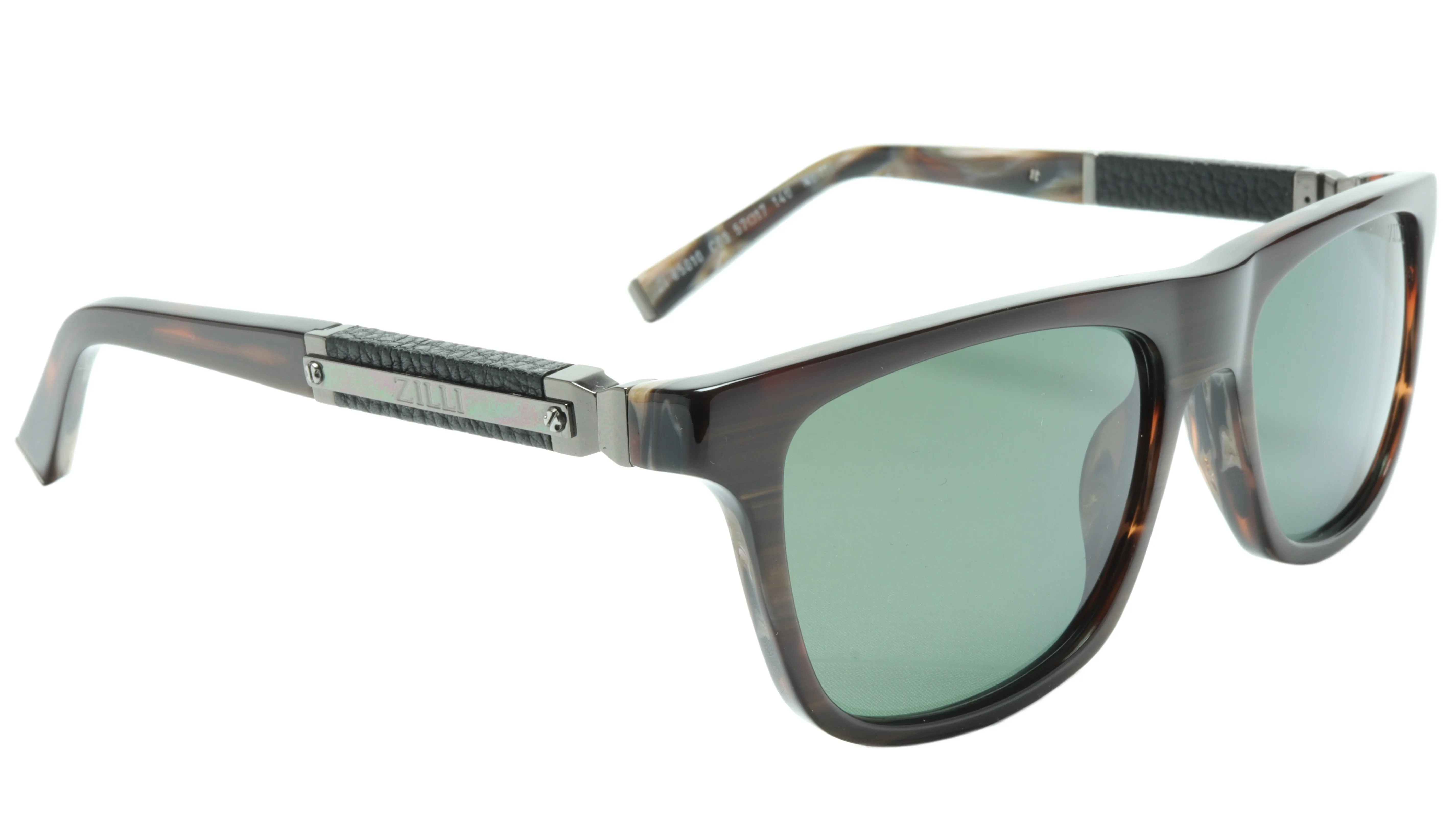 ZILLI Sunglasses Gunmetal and Brown with Titanium, Leather and Acetate ZI 65010 C03