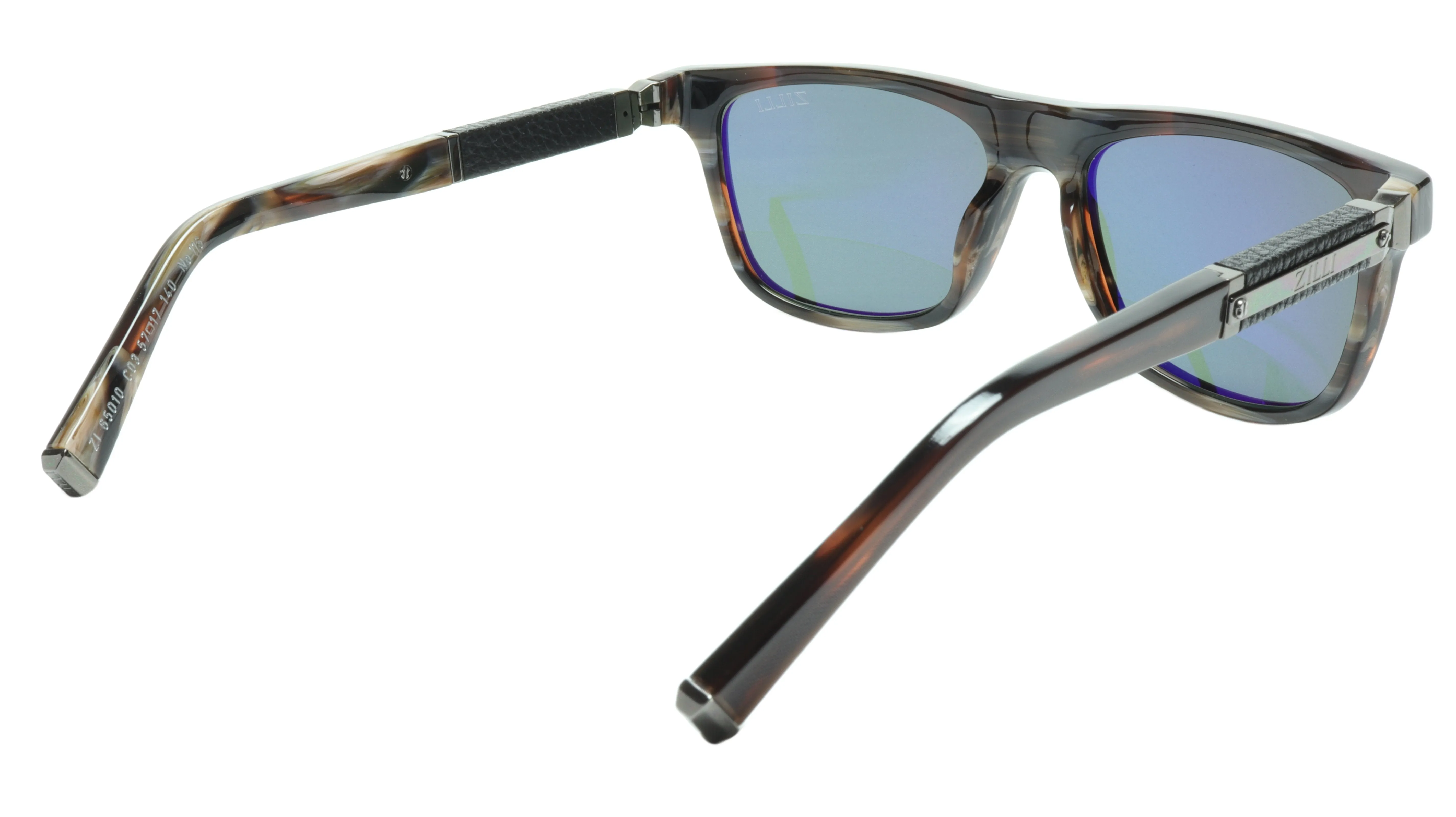 ZILLI Sunglasses Gunmetal and Brown with Titanium, Leather and Acetate ZI 65010 C03