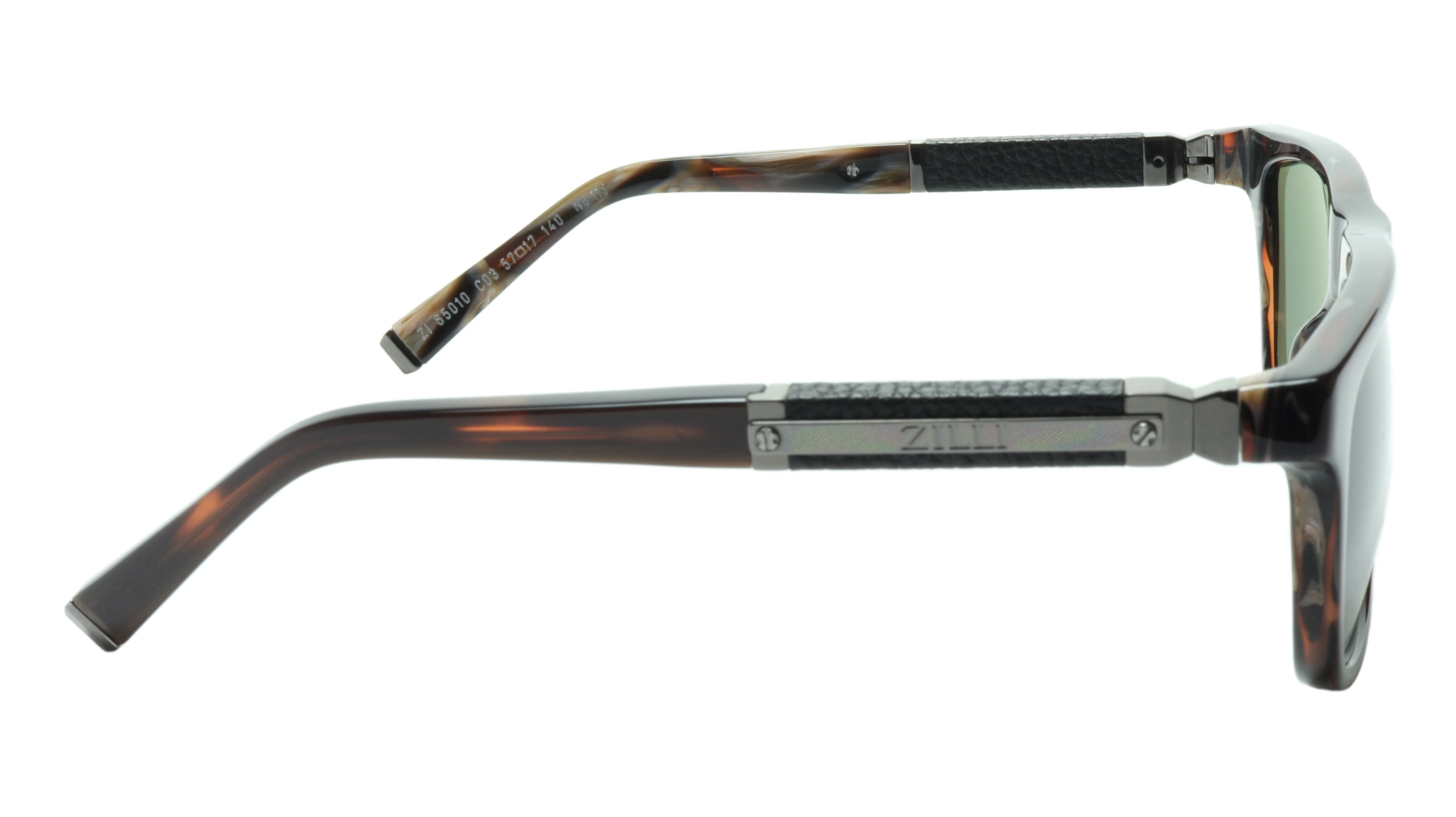 ZILLI Sunglasses Gunmetal and Brown with Titanium, Leather and Acetate ZI 65010 C03