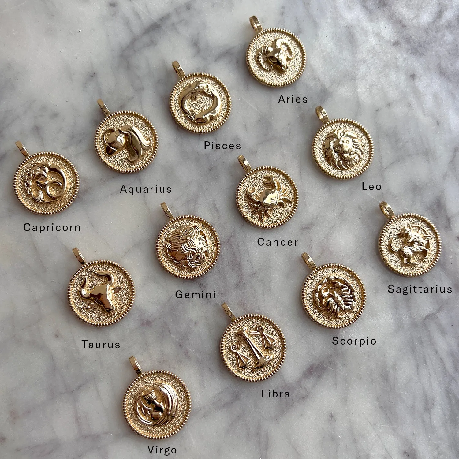 Zodiac Coin Medallion Charm